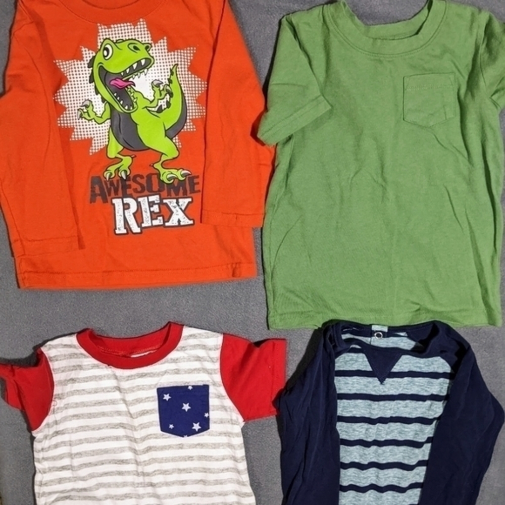 Boys Sz 24 months tshirts‎ dinosaur stars striped
